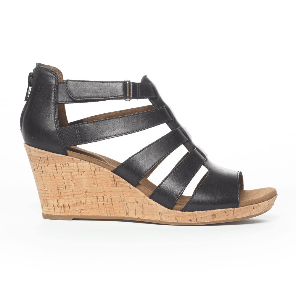 Rockport Singapore Womens Sandals - Briah Gladiator Black - UE7893410